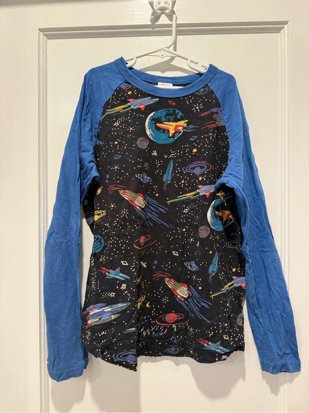 Hanna Andersson Kids Space Rocket Long Sleeve Tee - Blue/Black Size 12